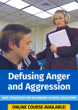 Image of a classroom and text, Defusing Anger and Aggression